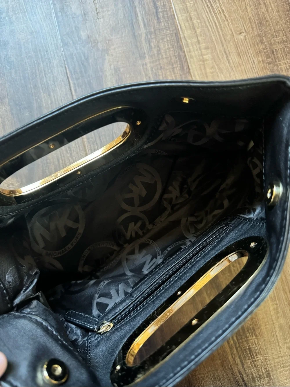 Michael Kors Black and Gold Clutch